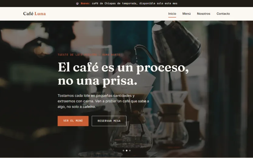 Página web de Café Luna, café de barrio en Guadalajara